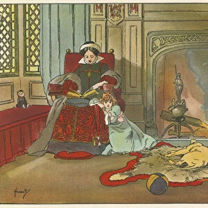 Childhood of Elizabeth I (colour litho)