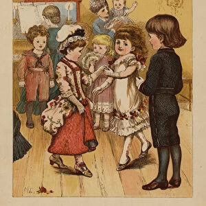Children dancing (colour litho)