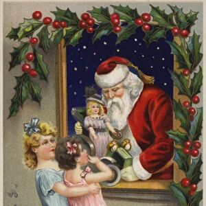 Children and Santa Claus (chromolitho)