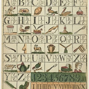 Childrens Alphabet (hand-coloured woodcut)