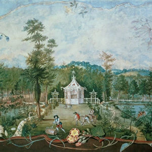 Chinese Pavilion in an English Garden, 18th century (w / c and gouache on paper)