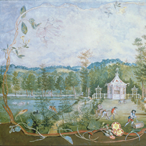 Chinese Pavilion in an English Garden, 18th century (w / c and gouache on paper)