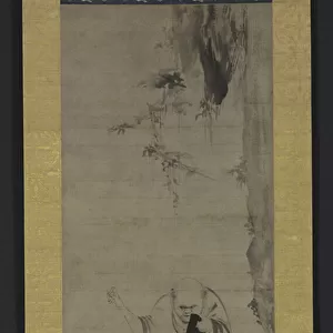 Choyo: Monk Sewing under Morning Sun, c. 1350 or earlier (ink on paper)
