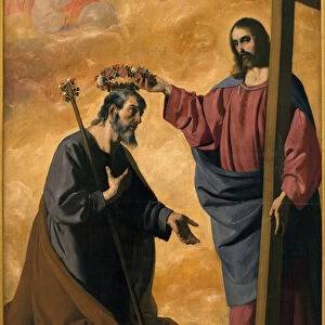Christ crowing Saint Joseph. Painting by Francisco de Zurbaran (1598-1664), oil on canvas