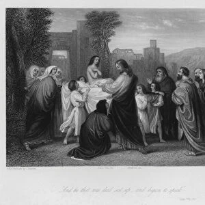 Christ raises the Widows Son to life, Luke VII, 15 (engraving)