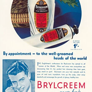 Christmas advertisement for Brylcreem hair dressing (colour litho)