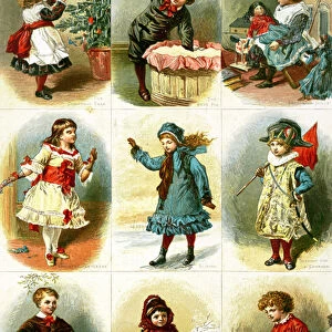 Christmas cards depicting various childrens activities, pub. by Leighton Bros