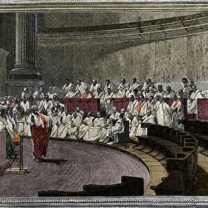 Ciceron denounces the conspirator Catilina (Lucius Sergius Catilina) (108-62 BC