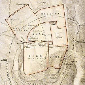 City Map of Ancient Jerusalem, from The Citizens Atlas of the World