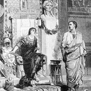 Cleopatra (69 BC - 30 BC), Queen of Egypt and Octave, came to talk with her after