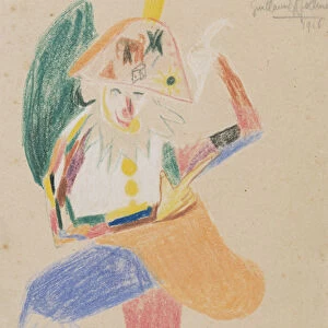 Clown in a Bicorne with a Cat, drawing dedicated to Andre Rouveyre