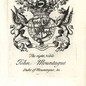 Coat of arms and crest of the right noble John Montagu, 2nd Duke of Montagu 1690-1749
