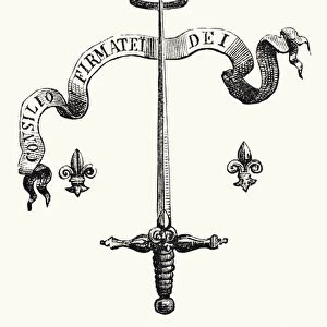 Coat of arms of the family of Joan of Arc, 1878 (litho)