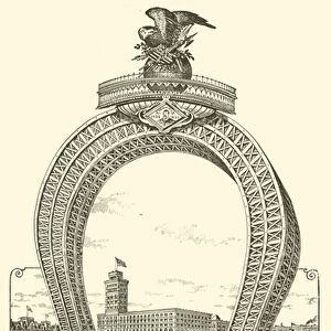 The Columbian Triumphal Arch, two thirds of a mile high (engraving)