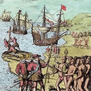 Columbus at Hispaniola, from The Narrative and Critical History of America