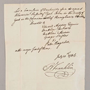 Commission of bankruptcy, 20th July 1786 (pen & ink on paper) (see also 2561291-93)
