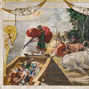 Companions of Ulysses kidnapping the cattle sacred to the sun-god Helios, detail from the Room of Ulysses, 1550-1551 (fresco)