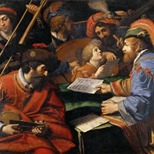Concert by Spada, Leonello (1576-1622). Oil on canvas, ca 1610-1615, Dimension : 138x177