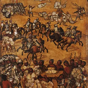 The Conquest of Mexico, Panel II, c. 1696-1715 (paint on wood)
