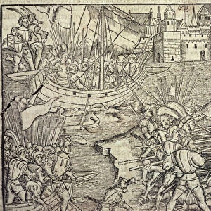 The Conquest of Peru, illustration from Historia General de las Indias y Nuevo Mundo by Francisco Lopez de Gomara (b. 1510) 1554 (engraving)