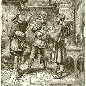The Three Conspirators Deciding to Assassinate Cardinal Beaton (engraving)
