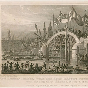 Construction of New London Bridge, 9 November 1827 (engraving)