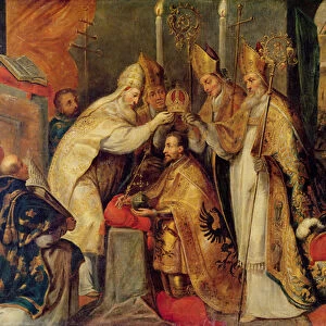 The Coronation of Charles V (1500-58) Holy Roman Emperor (oil on canvas)