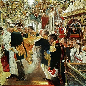 Coronation of Emperor (Tsar) Nicholas II of Russia in 1894 by Valentin Serov (January 19, 1865 - December 5, 1911) Russian painter