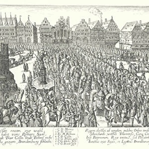 Coronation procession of the Holy Roman Emperor Ferdinand II, Frankfurt, 1619 (engraving)