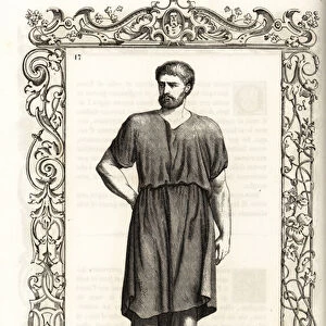 Costume of an ancient Roman plebeian man. 1859-1860 (engraving)