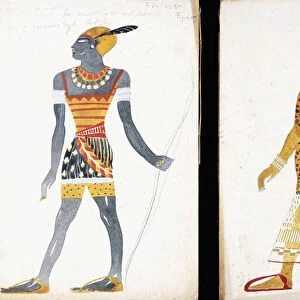 Costume design for Ammoun, depicting a Nubian male dancer, (encil and gouache