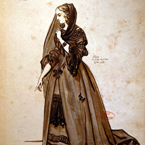 Costume design for the role of Dona Elvire in an 1847 production of Don Juan