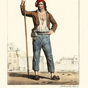 Costume of a revolutionary commoner or sans culotte, 1793. 1825 (lithograph)