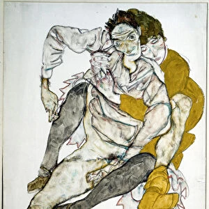 Couple sitting, 1915 (pencil and tempera on paper)