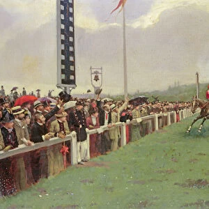 The Course at Longchamps, 1886 (oil on canvas)