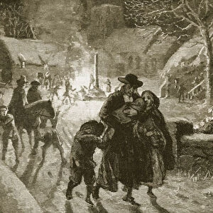 Covenanters evicting an Episcopalian clergyman, illustration from Cassell