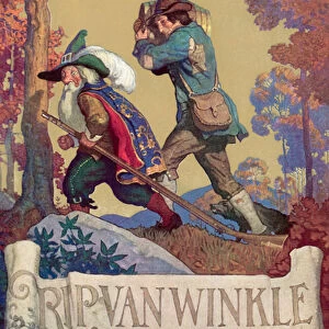 Cover illustration for Rip Van Winkle (colour litho)