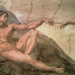 The Creation of Adam, from the Sistine Ceiling, 1511 (fresco) (pre-restoration)