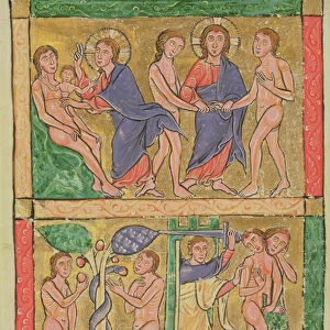 The Creation, Marriage, Temptation and Expulsion of Adam and Eve, 1200 (w / c on vellum)
