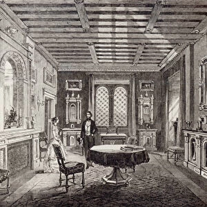 The Crimson Drawing Room, Lansdown Tower (engraving) (b / w photo)