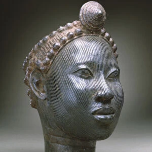 Crowned head of an Oni, Ife, 12th - 15th century (zinc brass)