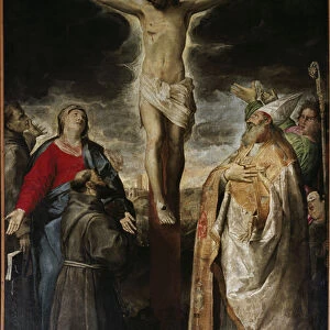 Crucifixion and saints (oil on canvas, 1583)
