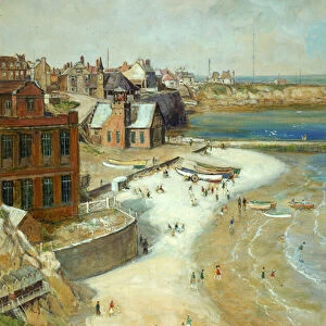 Cullercoats, Northumberland, 1910 (oil, pencil & w / c on card)