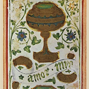 The Two of Cups, facsimile of a tarot card from the Visconti deck