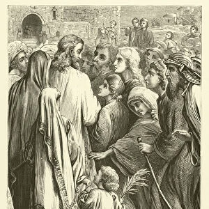 Cured by touching his Garment (engraving)