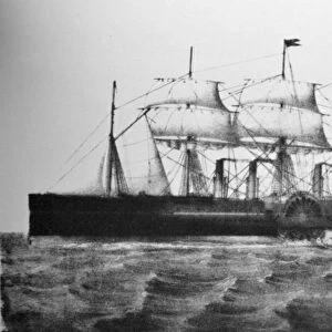 Currier & Ives Illustration 19th Century. The Mammoth iron steam ship "