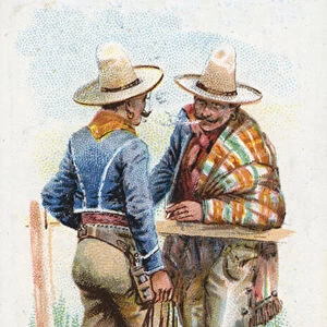 Customary Greeting in Mexico, 1907 (colour litho)