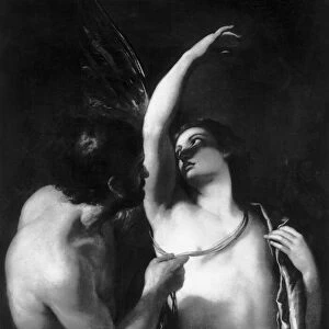 Daedalus and Icarus (oil on canvas) (b / w photo)