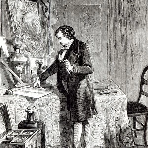 Daguerre discovers the light sensitivity of silver iodide in 1831 (engraving) (b / w photo)