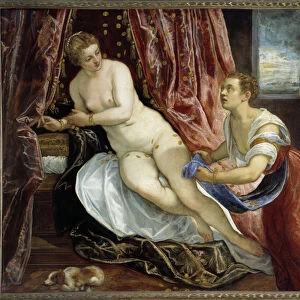 Danae Zeus, transform into gold pieces to seduce Danae. Painting by Jacopo Robusti dit Le